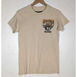 Hooters T-Shirt Mens S Tan – Pin Up Girl Plane Wings Graphic Tee Vintage Style